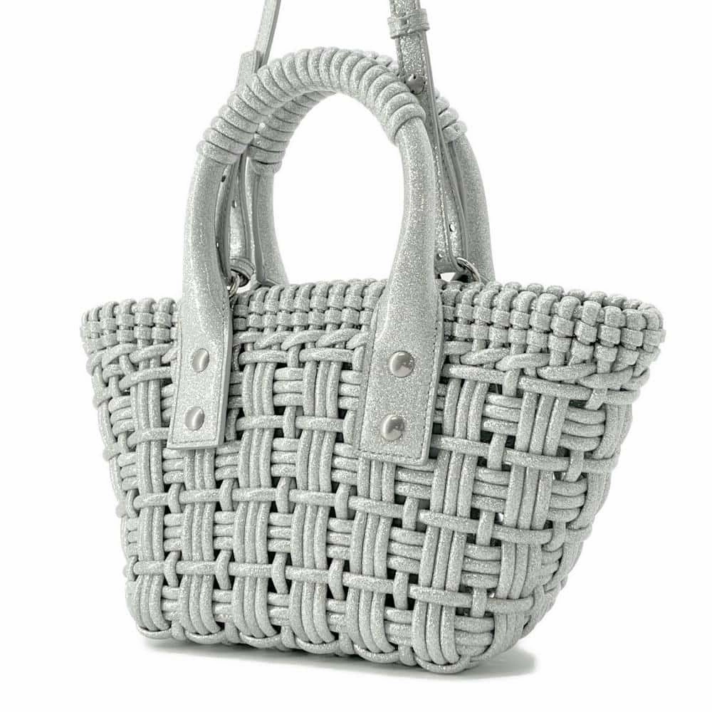 BALENCIAGA Bistro 2WAY Shoulder Bag Silver678028 Patent Leather Size XXS