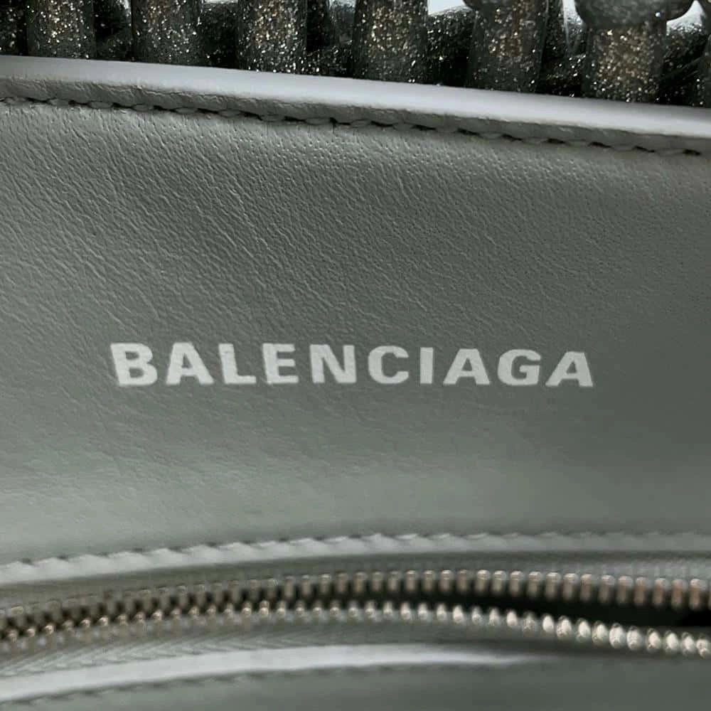 BALENCIAGA Bistro 2WAY Shoulder Bag Silver678028 Patent Leather Size XXS