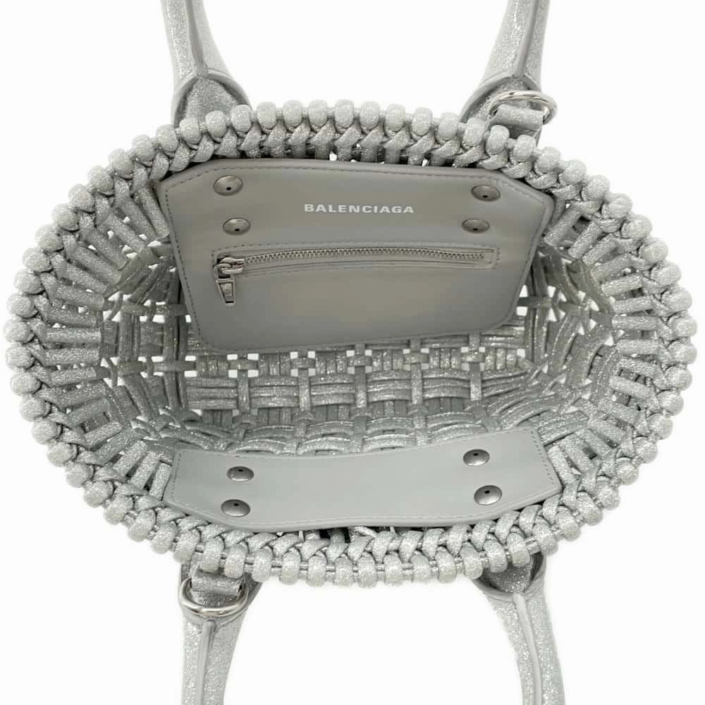 BALENCIAGA Bistro 2WAY Shoulder Bag Silver678028 Patent Leather Size XXS