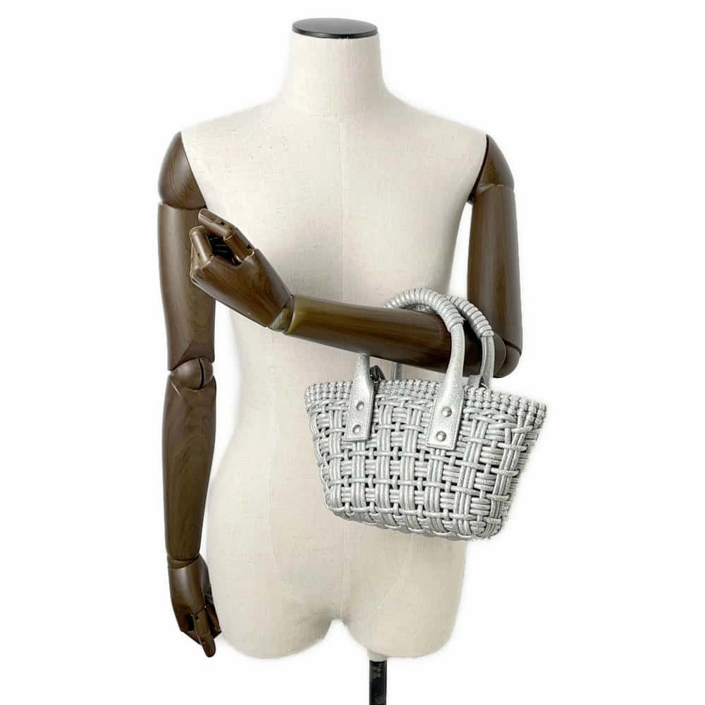 BALENCIAGA Bistro 2WAY Shoulder Bag Silver678028 Patent Leather Size XXS