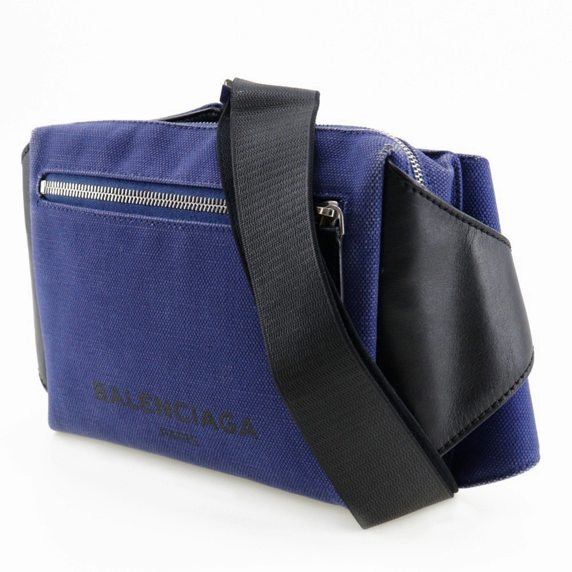 Balenciaga blue Canvas Leather Pouch Sling Bag (Pre-Owned)