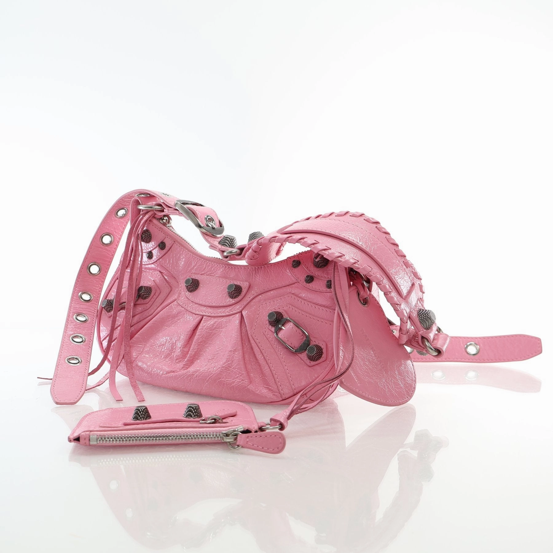 Balenciaga Le Cagole XS Pink Leather Shoulder Bag