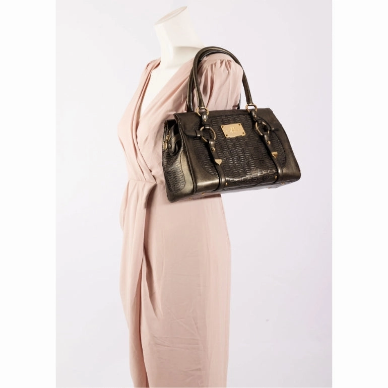 Balenciaga Logo Embossed Leather Shoulder Bag