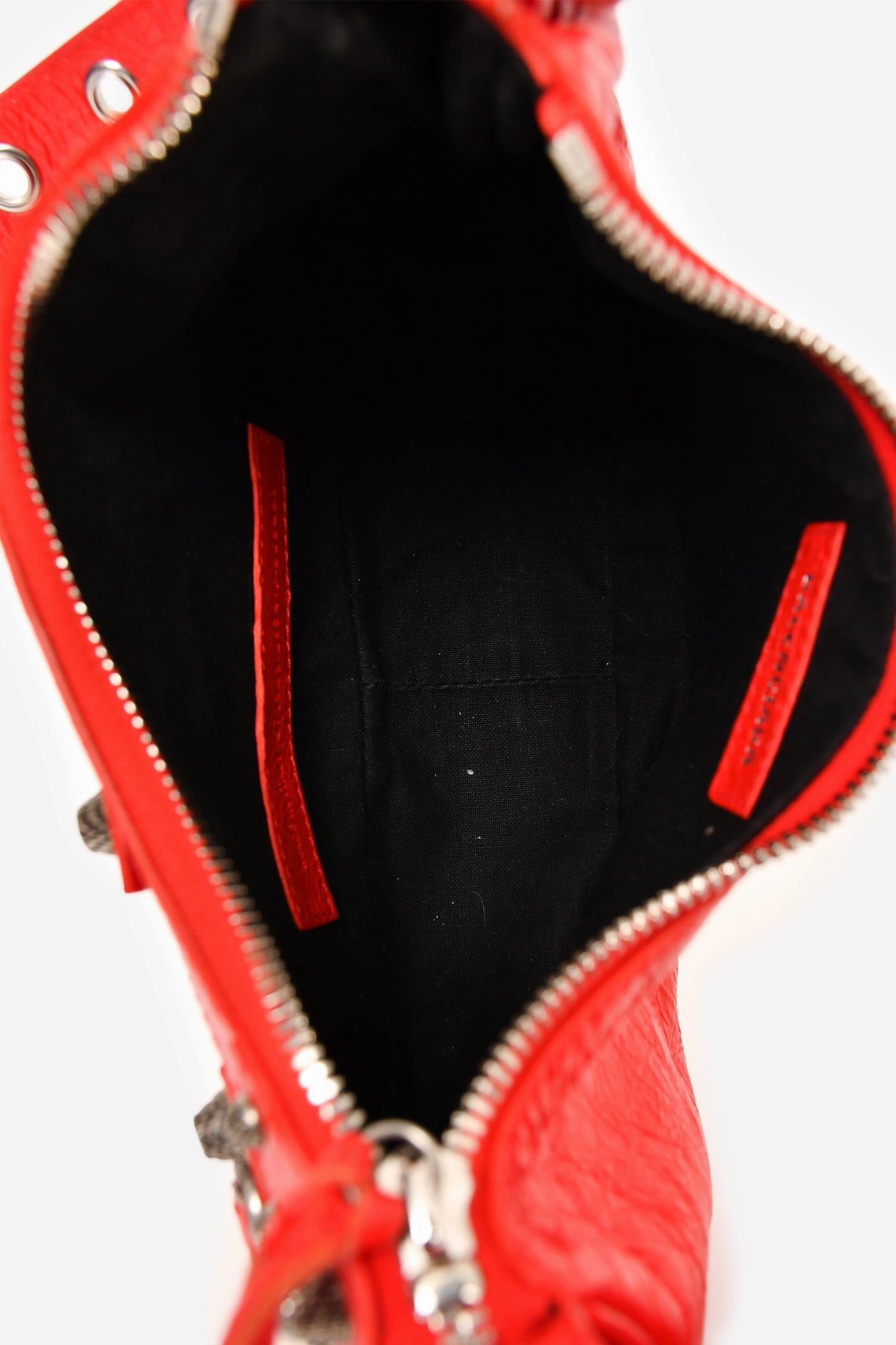 Balenciaga Red Leather Studded 'Cagole' Shoulder Bag