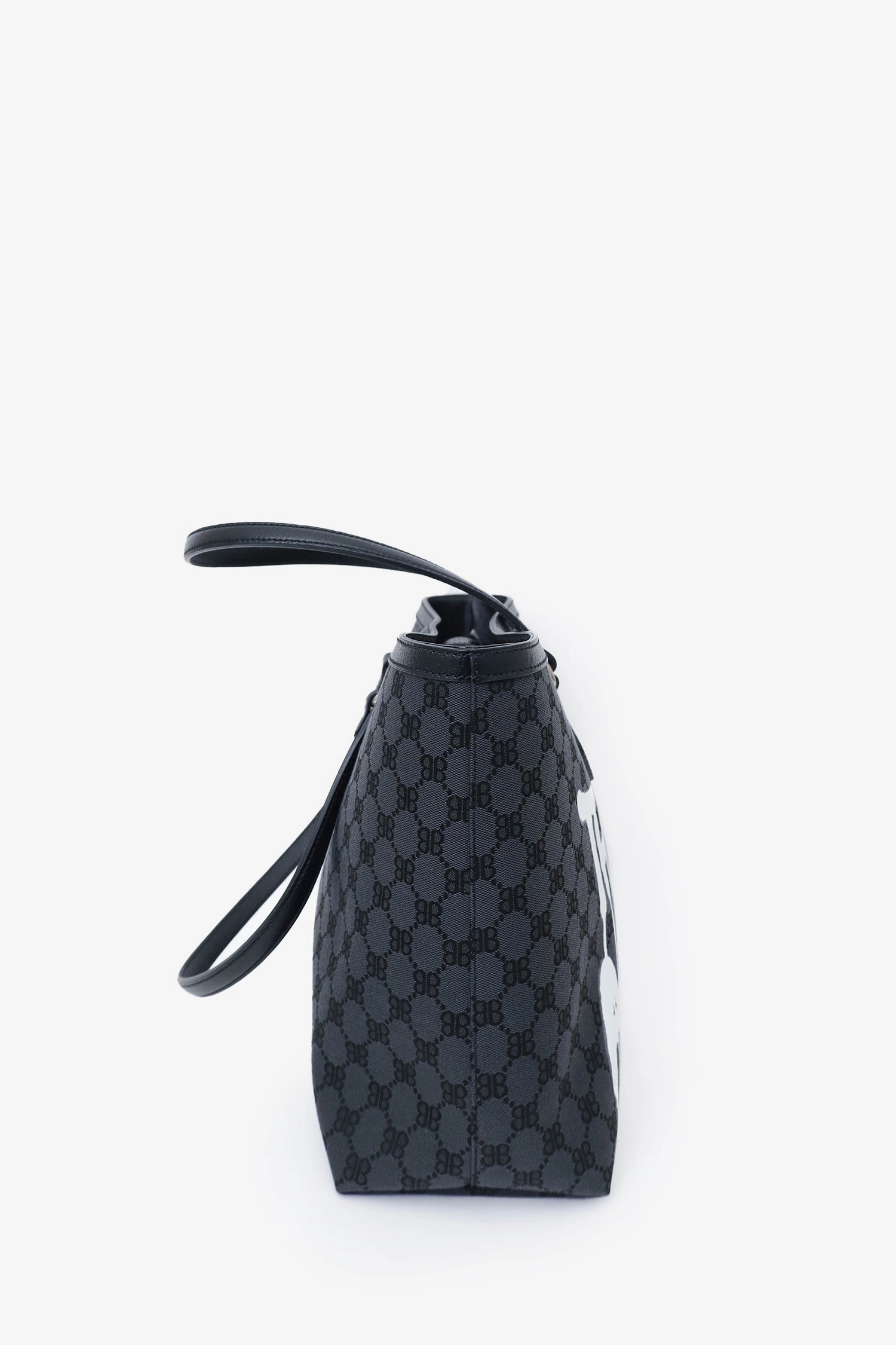 Balenciaga x Gucci Black BB Monogram Web Graffiti Medium Ophidia Shopping Tote