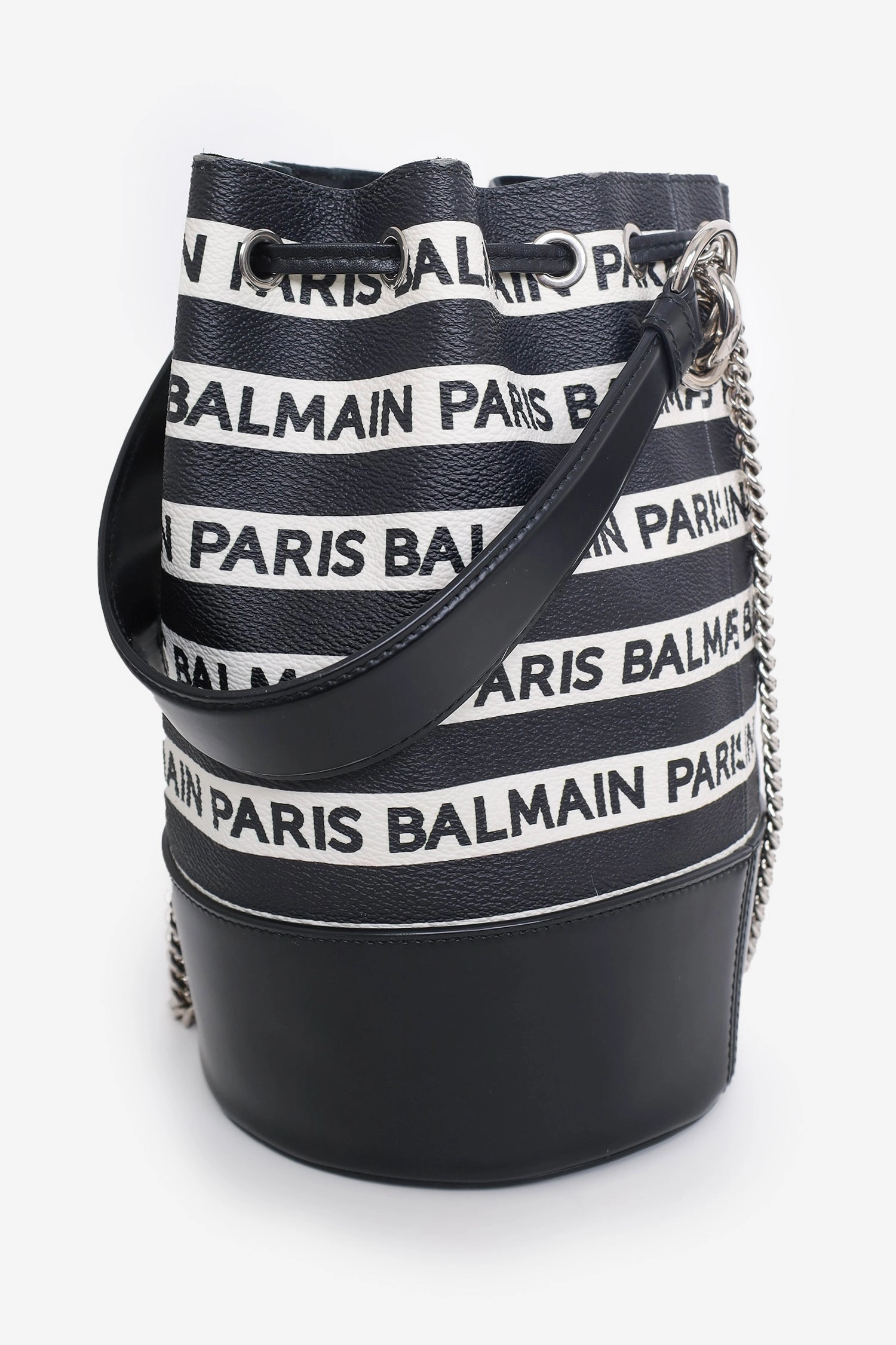 Balmain Black/White Logo Bucket Bag