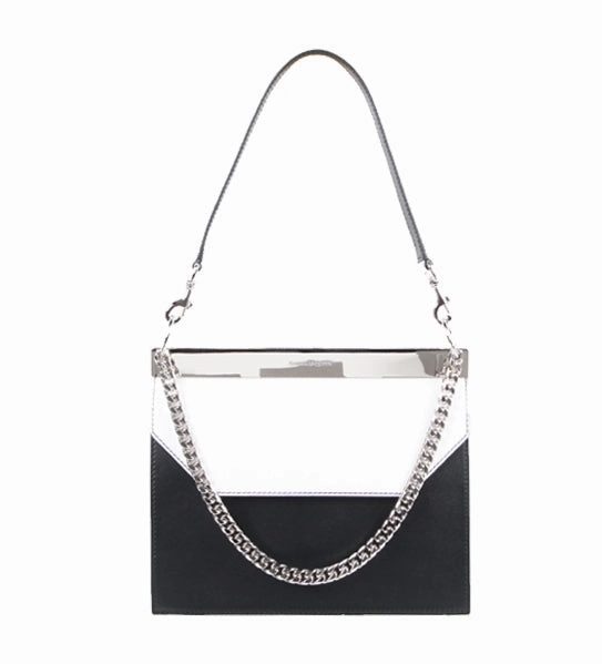Bar Shoulder Bag, Black/Silver