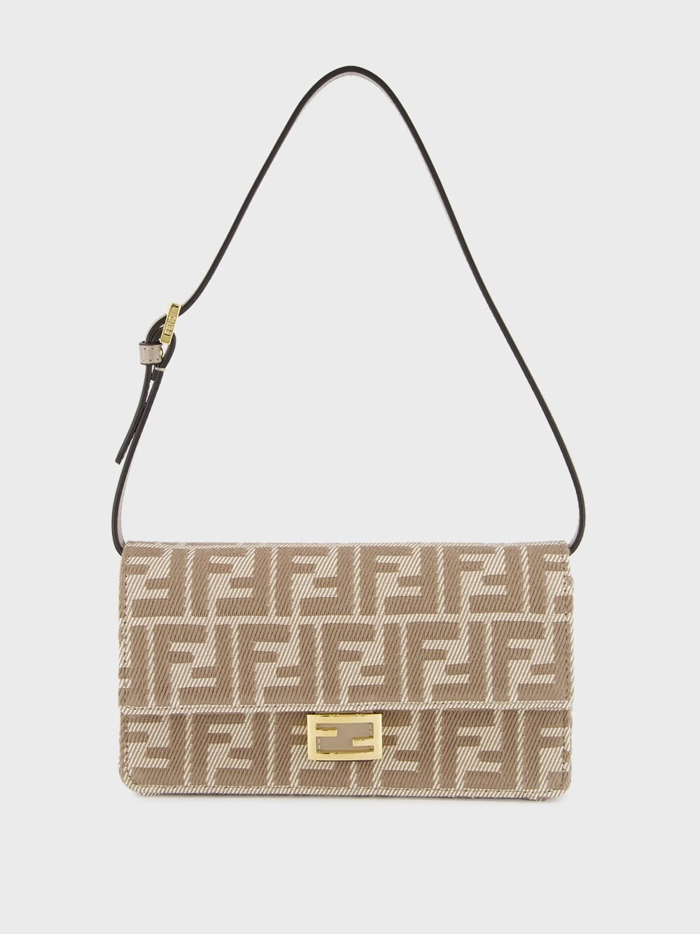 Beige FF Jacquard Wallet On Chain