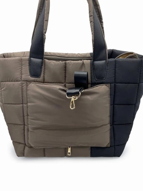 Beth Puffer Tote In Brown/black