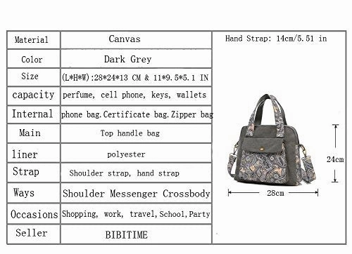 Bibitime Bohemian Crossbody Bag For Women Handbag Floral Tote Hobo Shoulder Bag Messenger Bag Cross