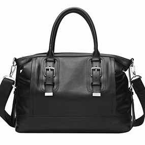 Bison Denim Men'S Genuine Leather Handbag Shoulder Briefcase Business Bag Black
