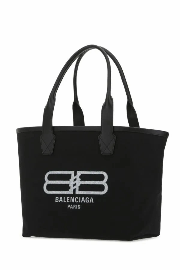 Black canvas shopping bag