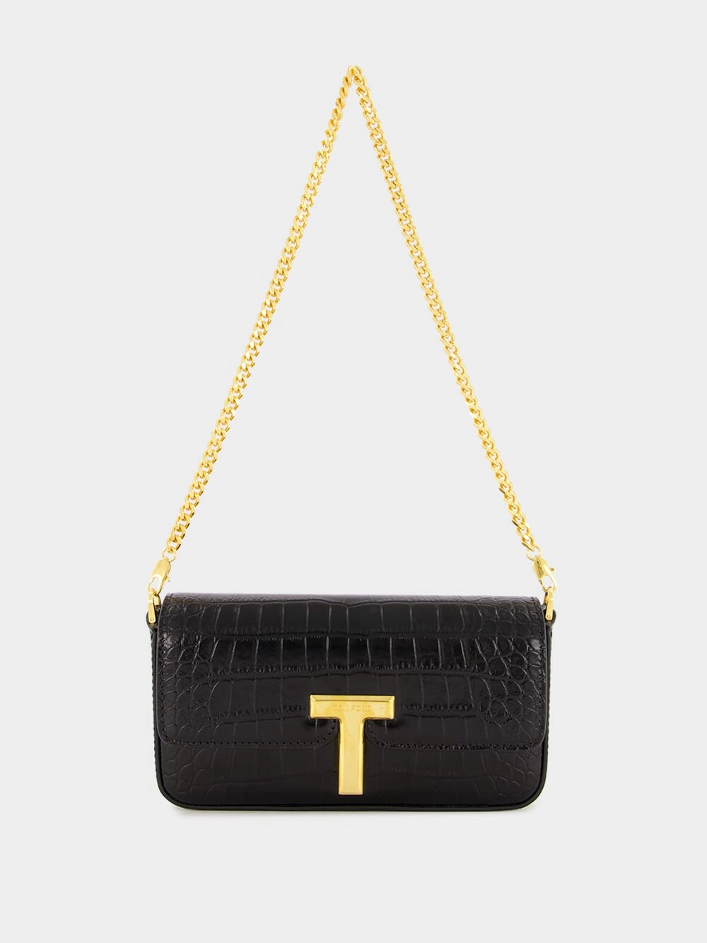 Black Croc-Embossed Mini Bag