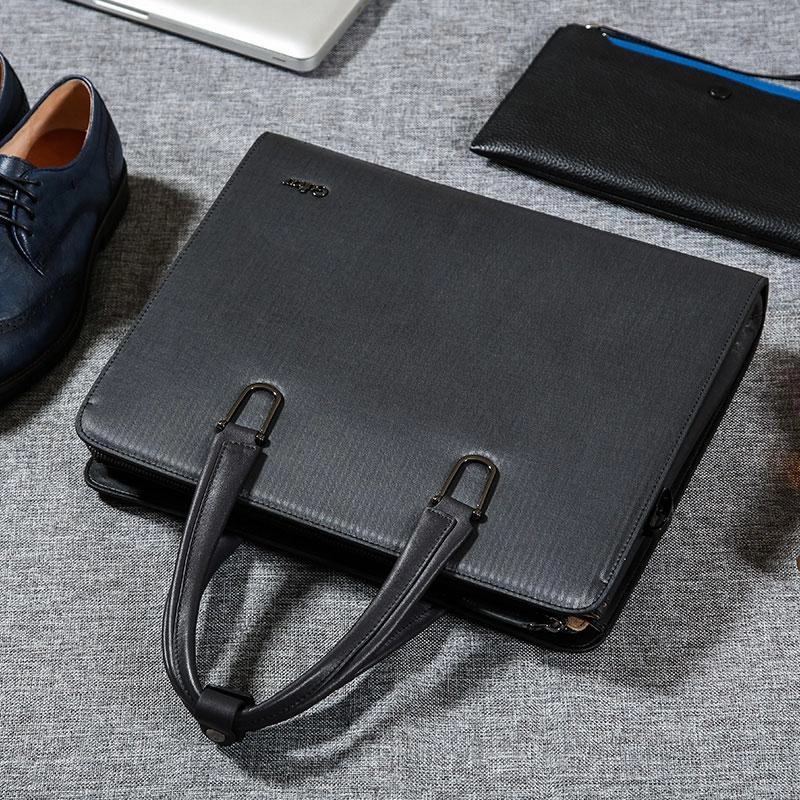 Black Leather Mens Cool Briefcases Work Bag Business Bag Laptop Bag for men