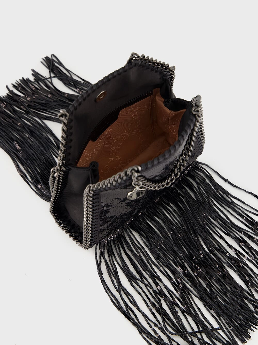 Black Limited-Edition Falabella Sequin Fringe Tiny Tote Bag