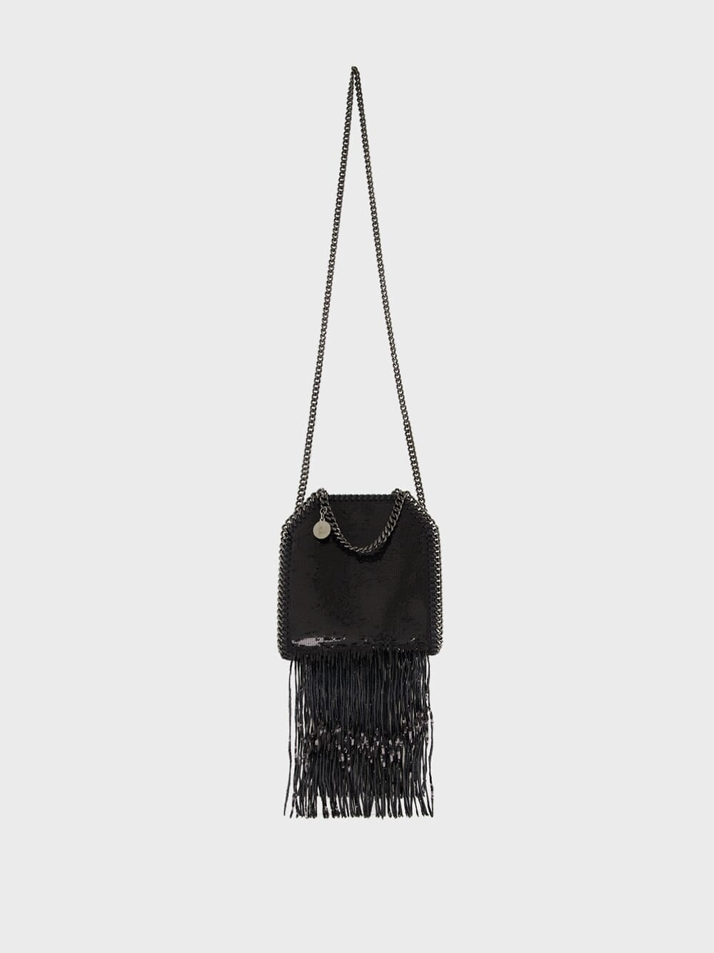 Black Limited-Edition Falabella Sequin Fringe Tiny Tote Bag