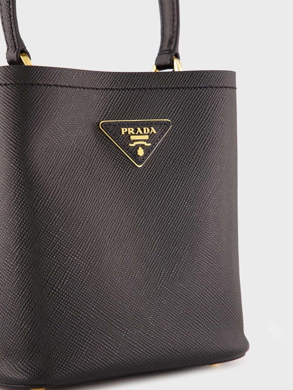 Black Small Saffiano Leather Panier Bag