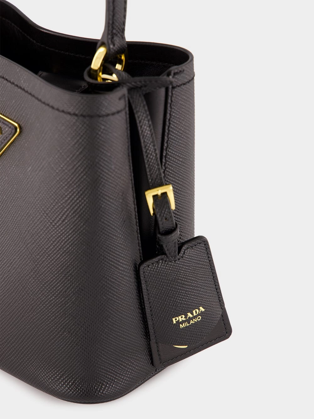 Black Small Saffiano Leather Panier Bag