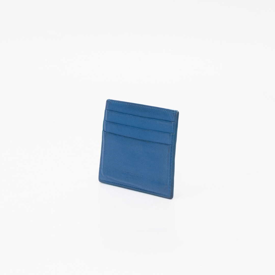 Bottega Veneta Blue Intrecciato Credit Card Case