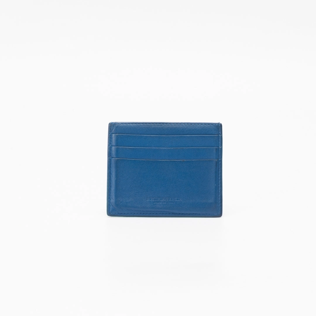 Bottega Veneta Blue Intrecciato Credit Card Case