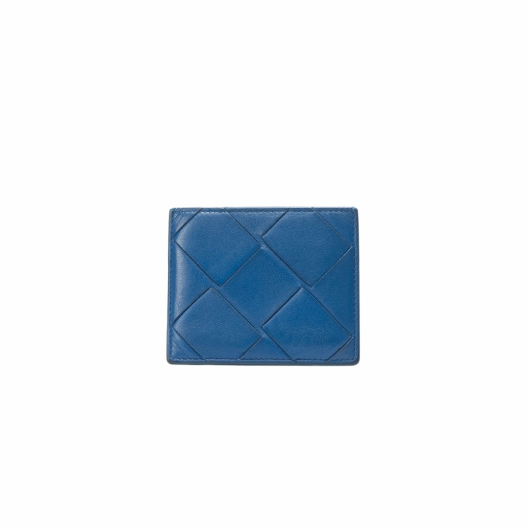 Bottega Veneta Blue Intrecciato Credit Card Case