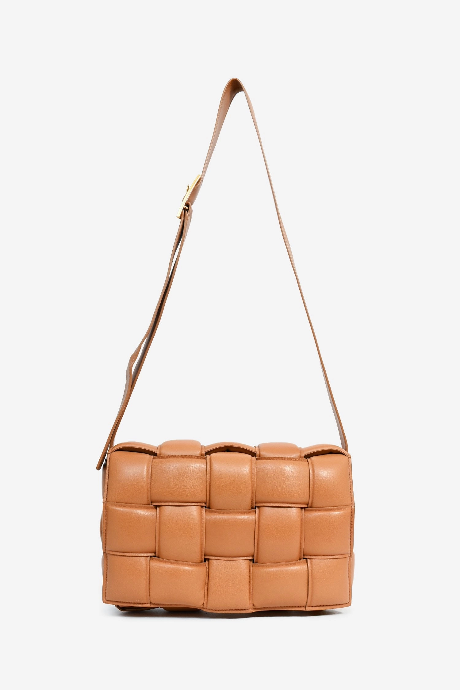 Bottega Veneta Camel Padded Cassette Crossbody Bag