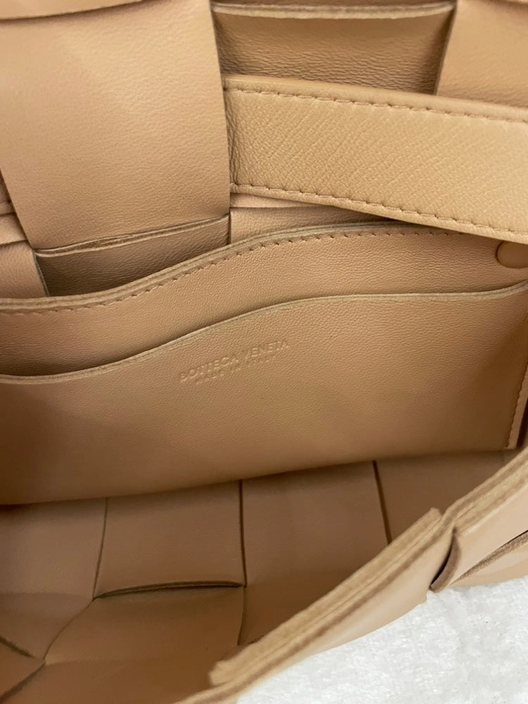 Bottega Veneta Cassette Shoulder Bag Beige Leather