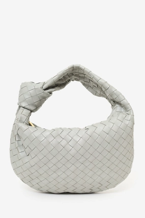 Bottega Veneta Grey Intrecciato Leather Teen Jodie Shoulder Bag