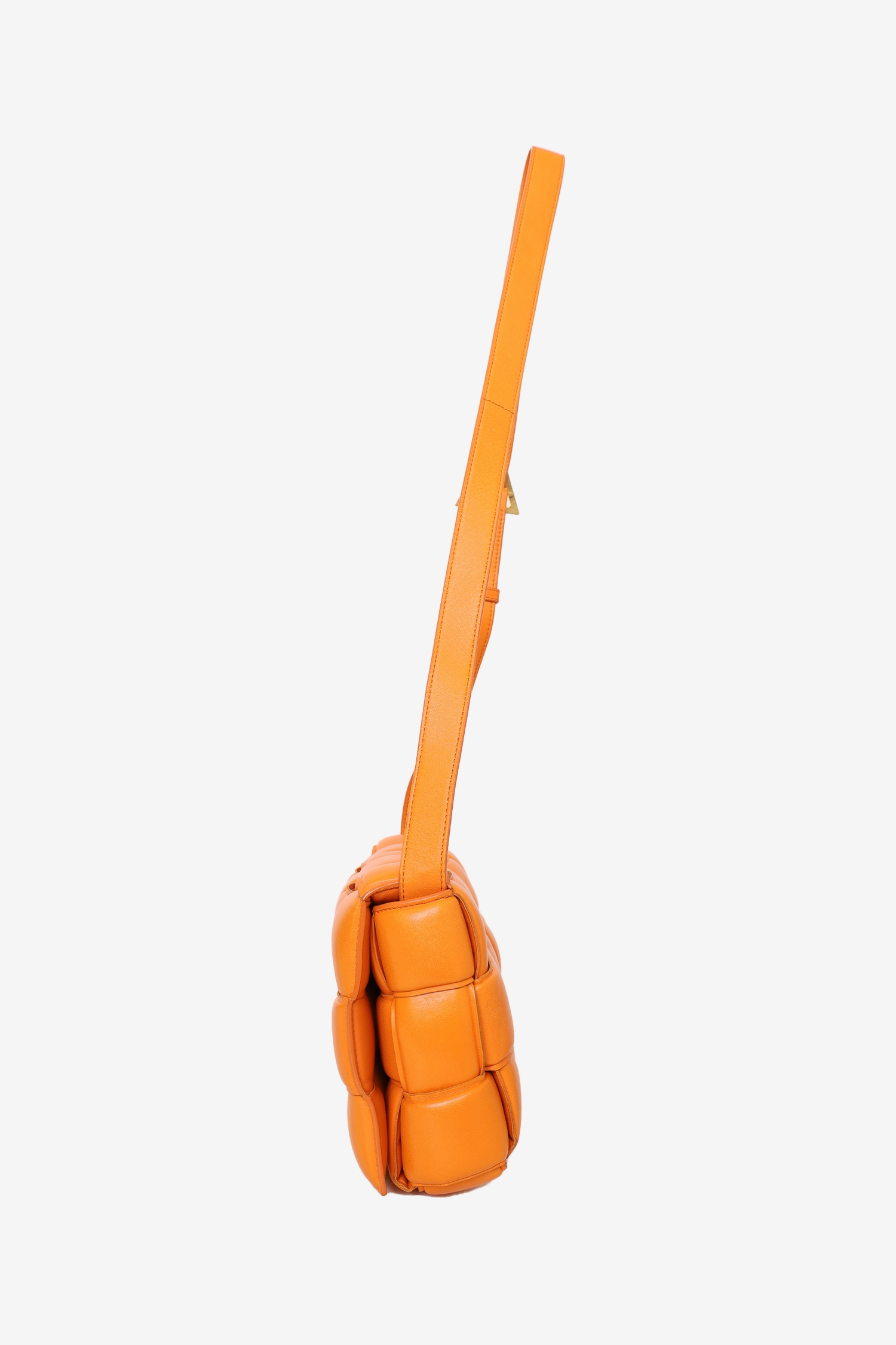 Bottega Veneta Orange Leather "Padded Cassette" Shoulder Bag