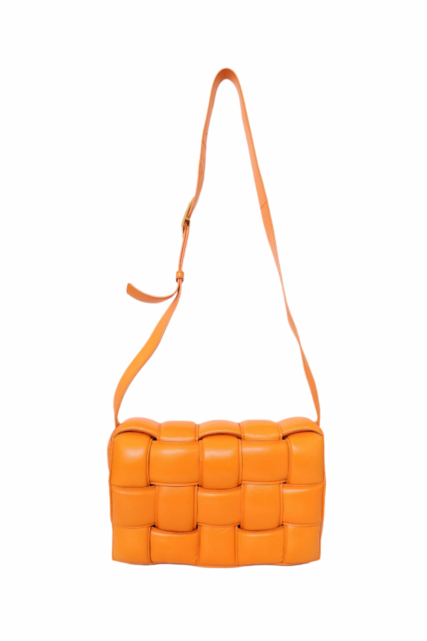 Bottega Veneta Orange Leather "Padded Cassette" Shoulder Bag
