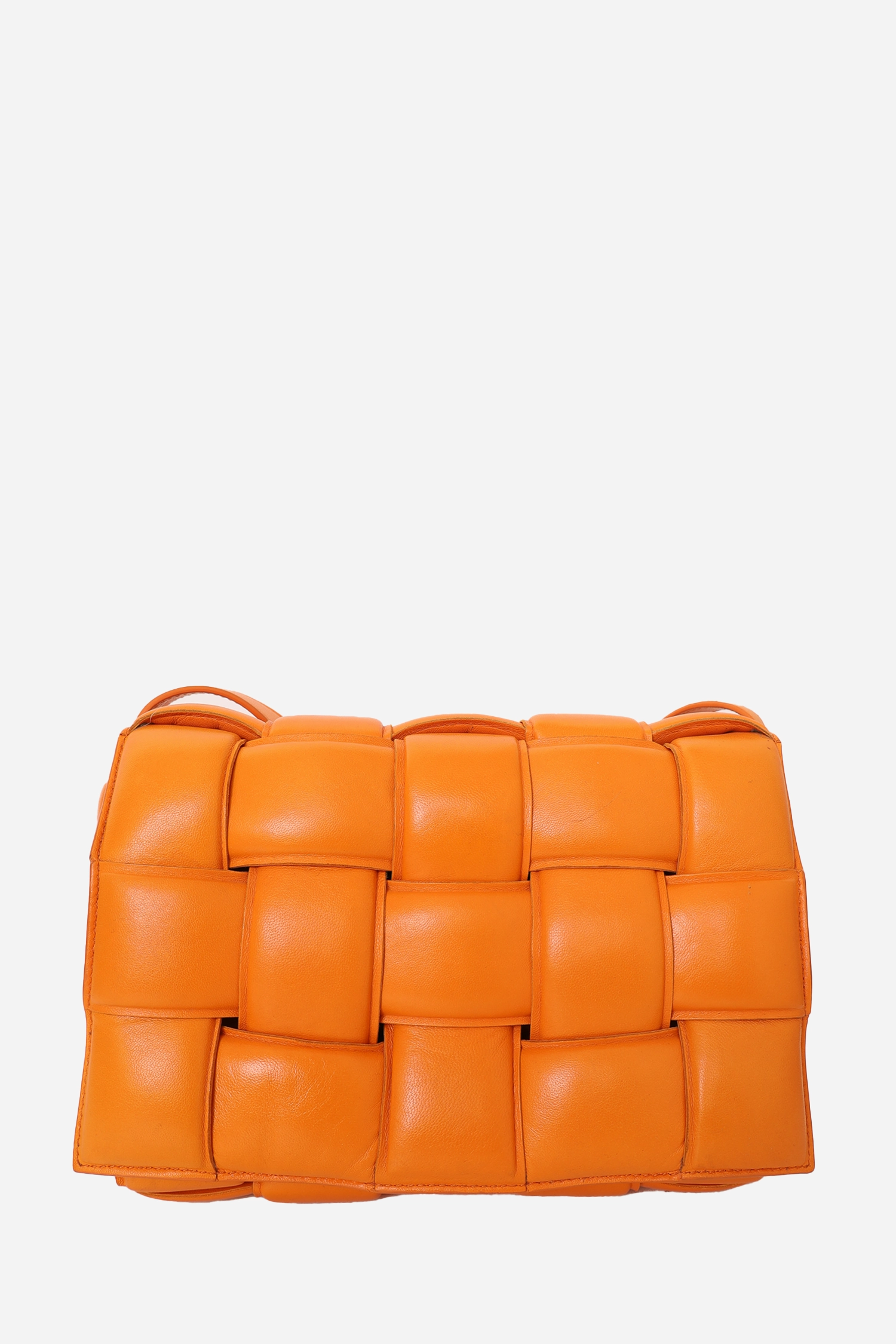 Bottega Veneta Orange Leather "Padded Cassette" Shoulder Bag