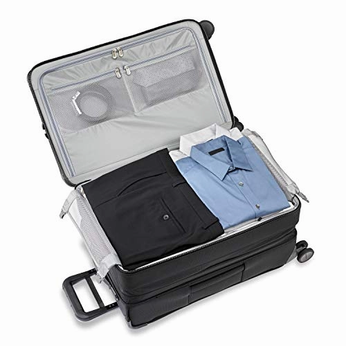 Briggs & Riley Baseline-Softside CX Expandable Medium Checked Spinner Trunk, Black, 25-Inch