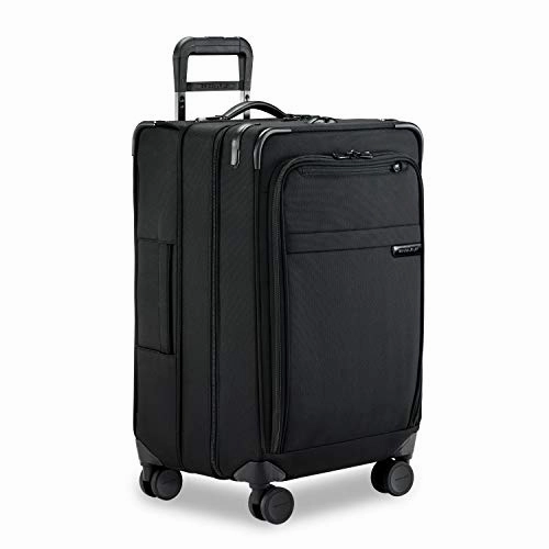 Briggs & Riley Baseline-Softside CX Expandable Medium Checked Spinner Trunk, Black, 25-Inch