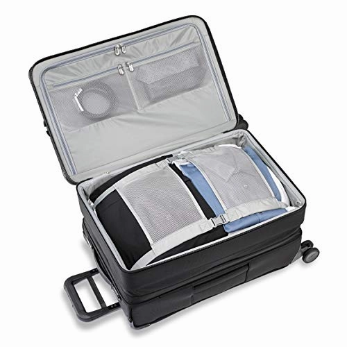 Briggs & Riley Baseline-Softside CX Expandable Medium Checked Spinner Trunk, Black, 25-Inch