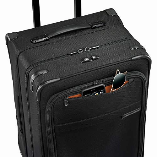 Briggs & Riley Baseline-Softside CX Expandable Medium Checked Spinner Trunk, Black, 25-Inch