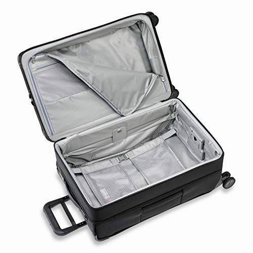 Briggs & Riley Baseline-Softside CX Expandable Medium Checked Spinner Trunk, Black, 25-Inch