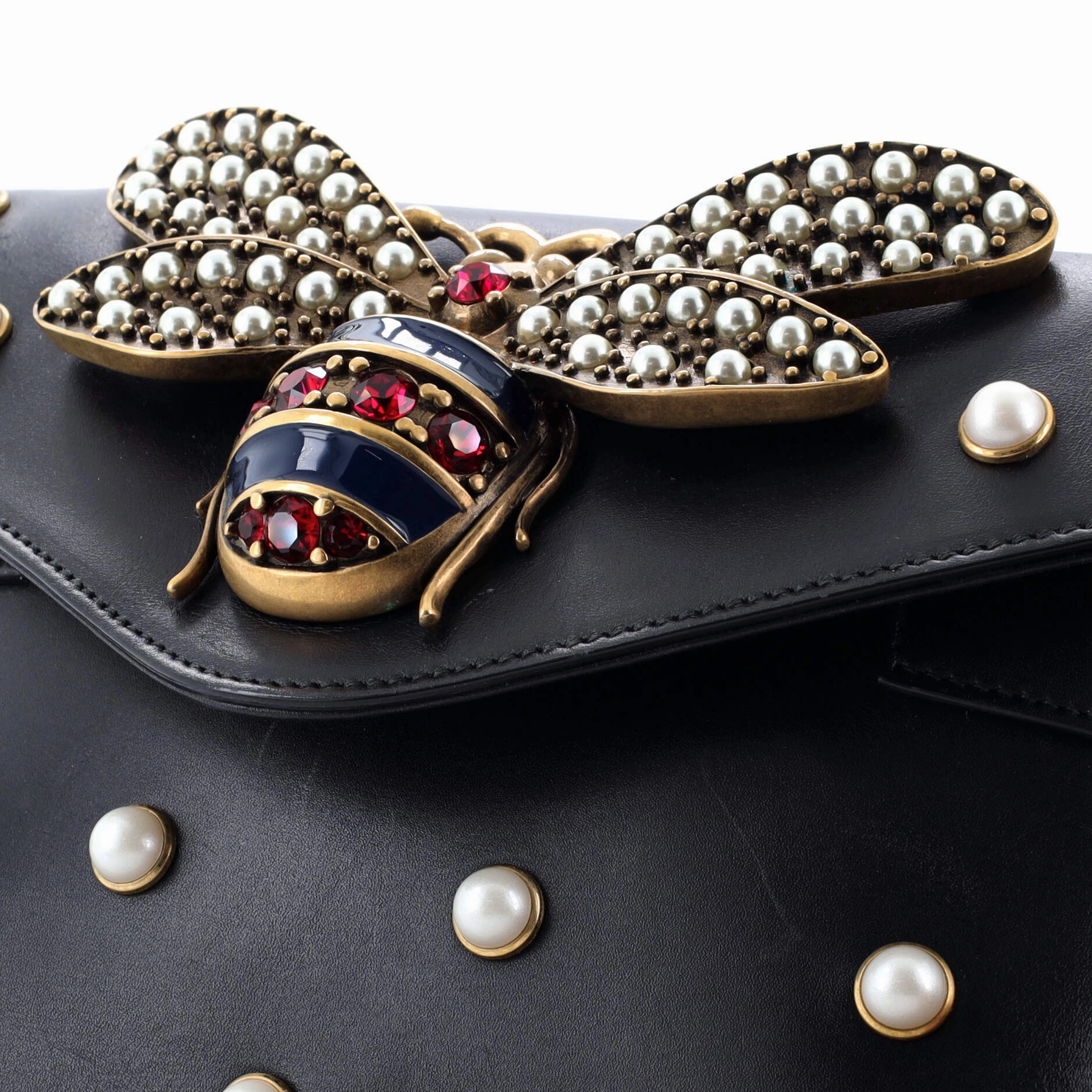 Broadway Pearly Bee Shoulder Bag Embellished Leather Mini