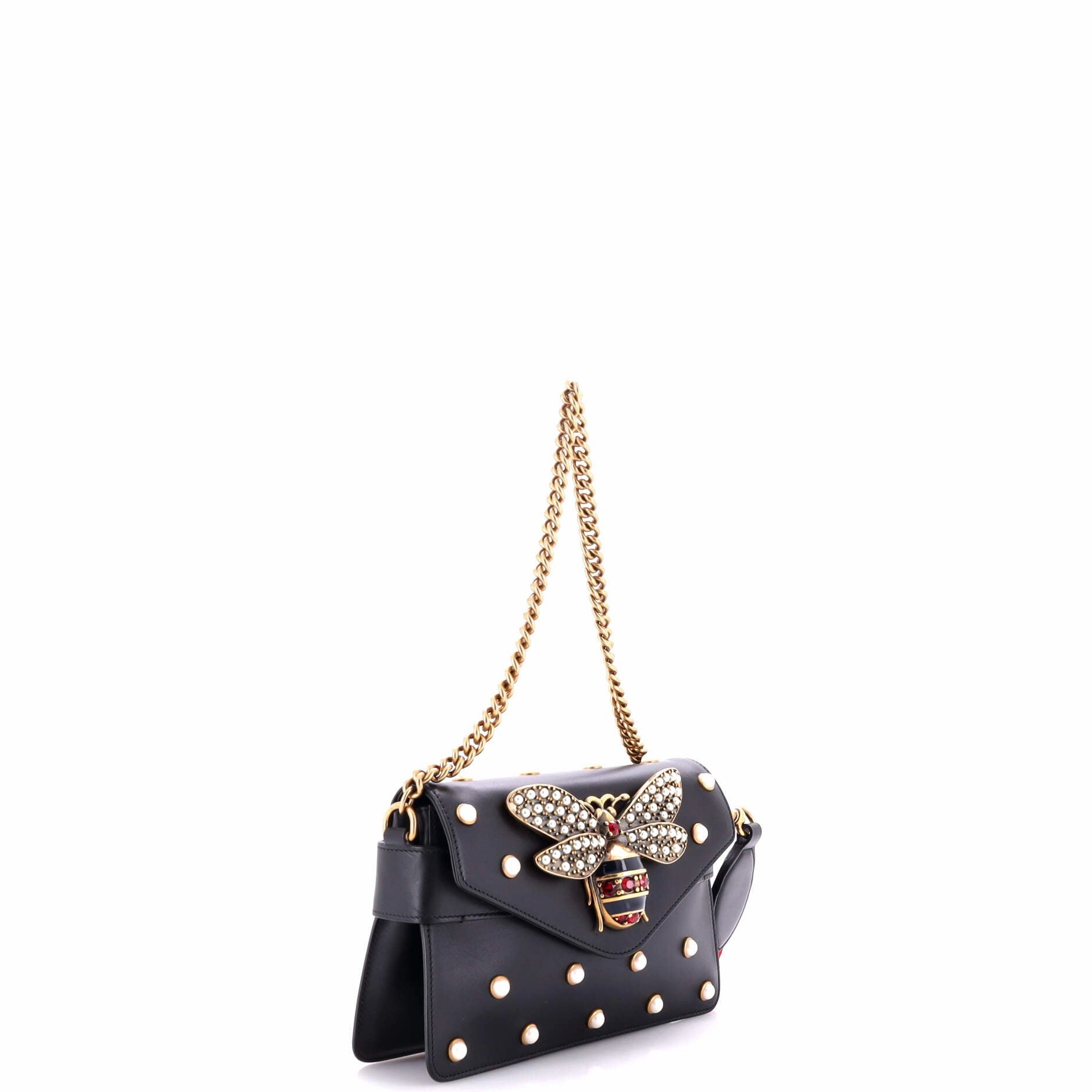 Broadway Pearly Bee Shoulder Bag Embellished Leather Mini