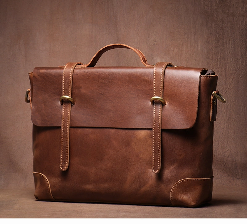 Brown Leather Briefcase Workbag for Men Leather Briefcases Men Mens Leather Briefcases Shouler Laotop Bag