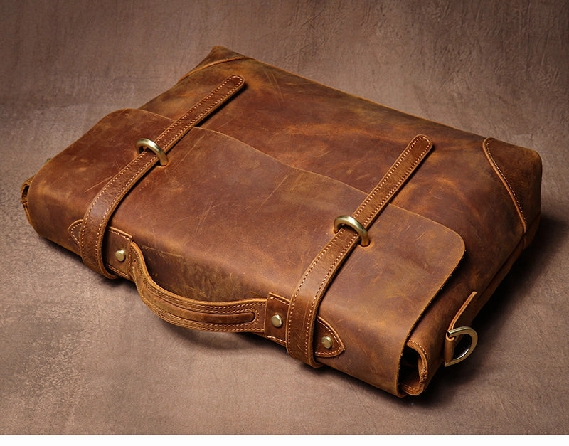 Brown Leather Briefcase Workbag for Men Leather Briefcases Men Mens Leather Briefcases Shouler Laotop Bag