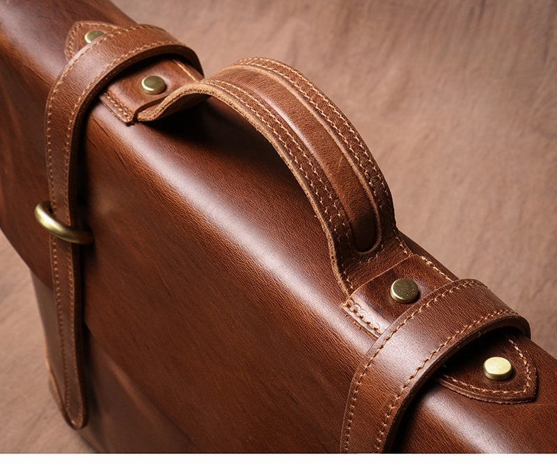 Brown Leather Briefcase Workbag for Men Leather Briefcases Men Mens Leather Briefcases Shouler Laotop Bag