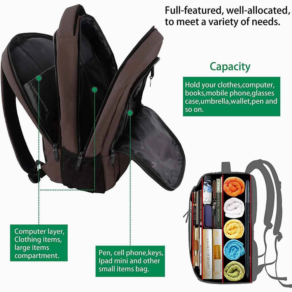 Brown Mlassic Travel Laptop Backpack