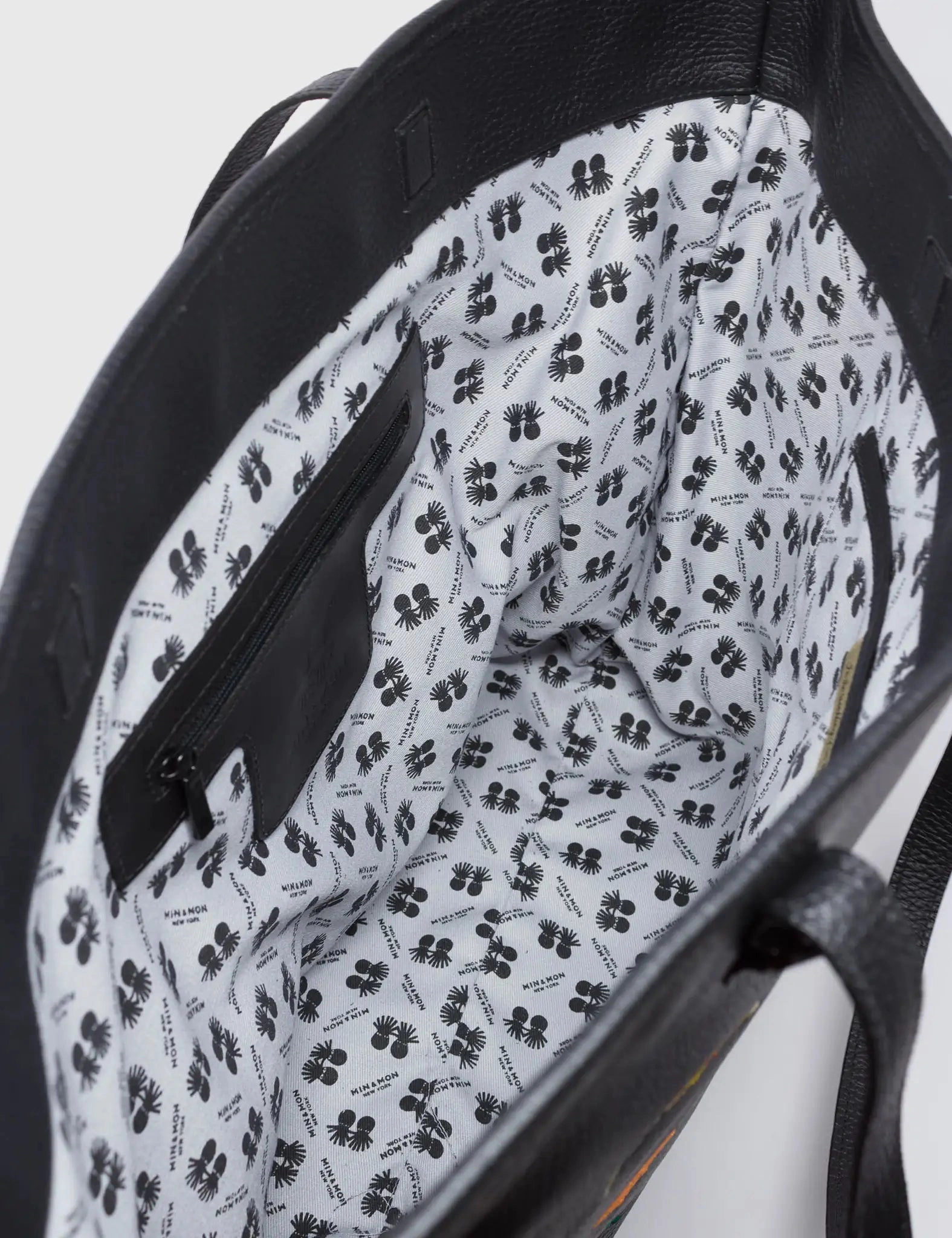 Bruno Black Leather Tote Bag - Eye Love New York Embroidery