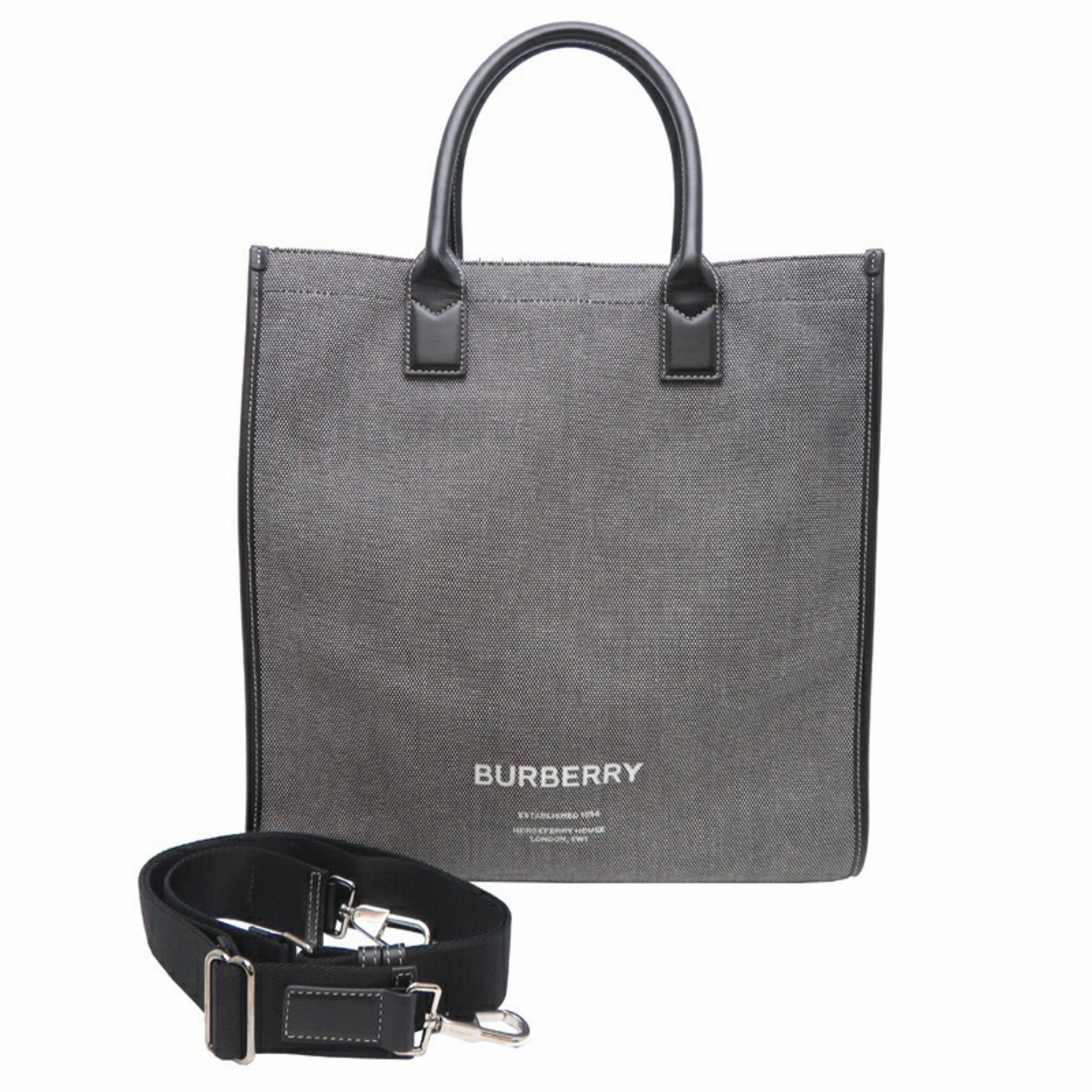Burberry Canvas Leather Tote Bag (Pre-Owned)