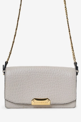 Burberry Grey Grained Calfskin Madison Wallet on Chain