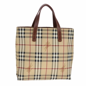 Burberry Haymarket Leather Tote Bag (Pre-Owned)