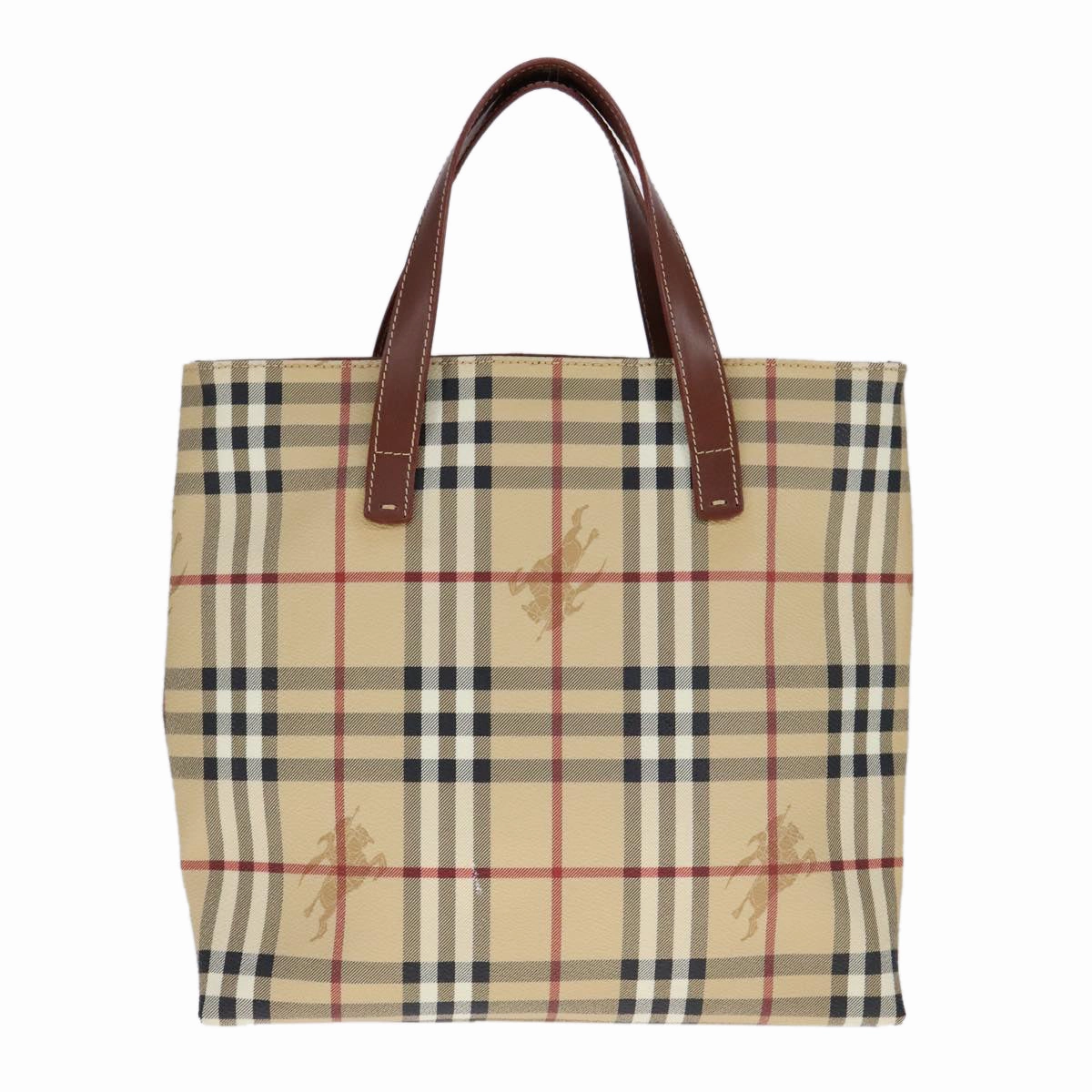 Burberry Haymarket Leather Tote Bag (Pre-Owned)