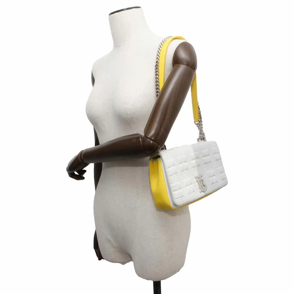 BURBERRY Laura ChainShoulder Bag Yellow/White/Gray Leather