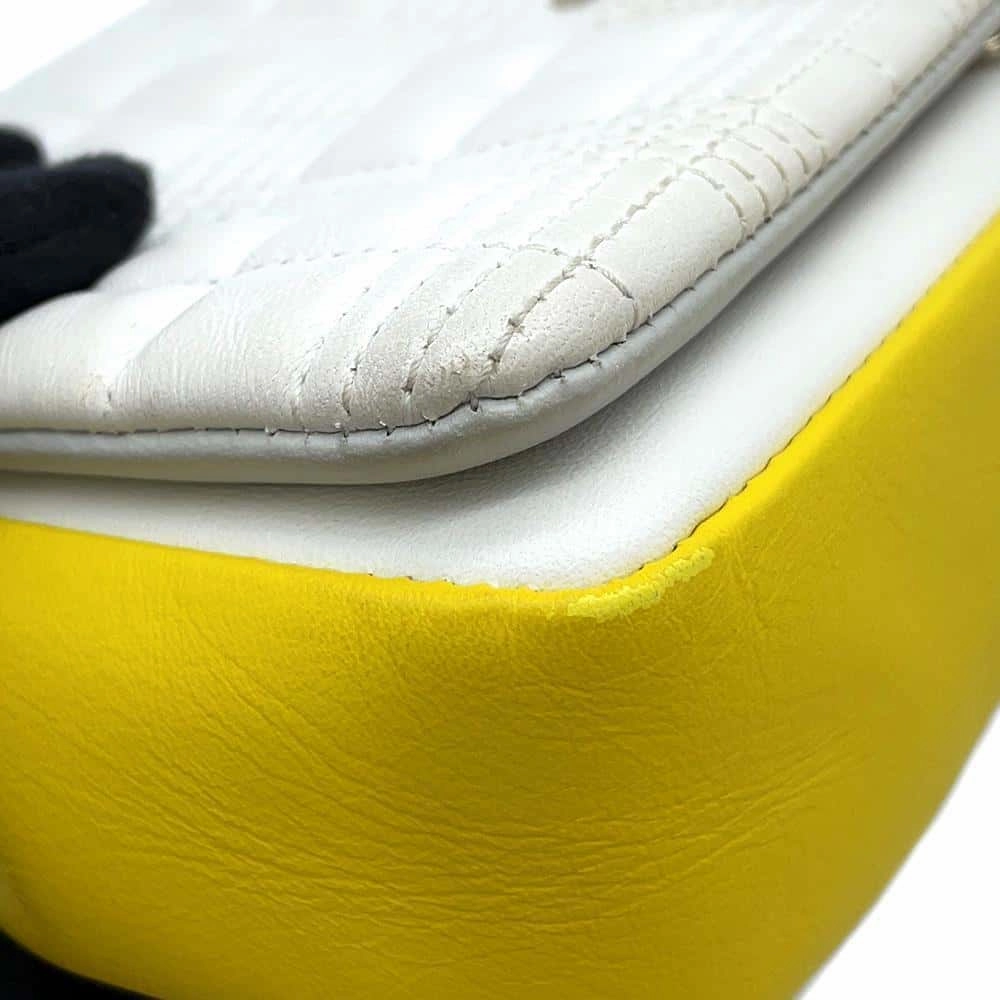 BURBERRY Laura ChainShoulder Bag Yellow/White/Gray Leather