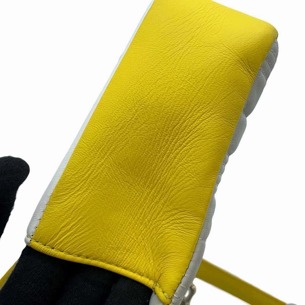 BURBERRY Laura ChainShoulder Bag Yellow/White/Gray Leather